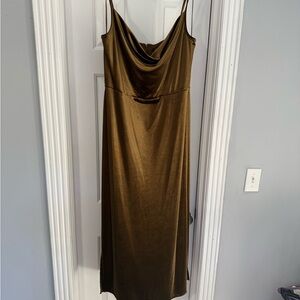NWT Olive Green Velvet Maxi Dress